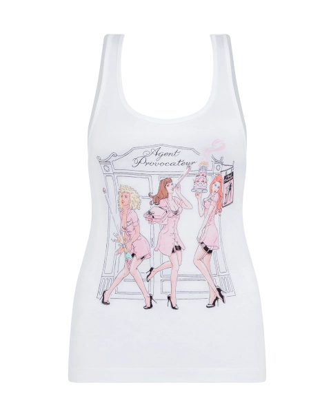 30th Gurty Vest in White/Multi |By Agent Provocateur
