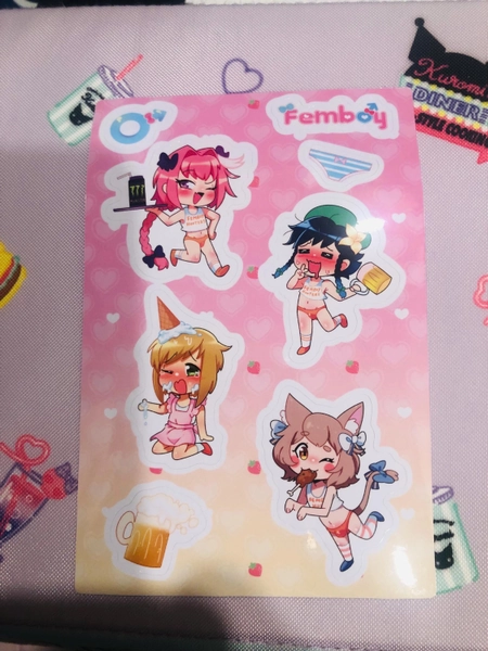 Femboy Hooters sticker sheet