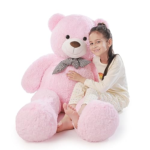Poutmac 47 inch Giant Teddy Bear Stuffed Animal Big Plush Teddy Bear Valentine's Gift for Girlfriend Soft Stuffed Bear Animals for Christmas,Birthday,Mother's Day (Pink, 47 inch) - Pink - 47 inch