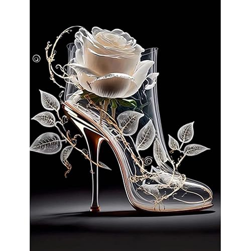 Stalente Diamond Painting Kits for Adults, 5D DIY Diamond Art Kits for Beginners Round Full Drill Diamond Painting for Home Wall Decoration Gift 12×16inch, High Heel - High heel A