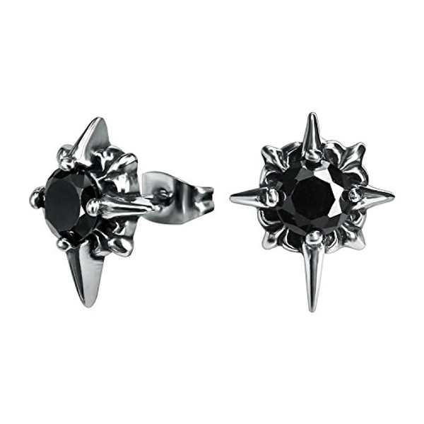 Variety Vintage Punk Surgical Steel Cubic Zircon Stud Earrings for Men Women Hypoallergenic Ear Stud