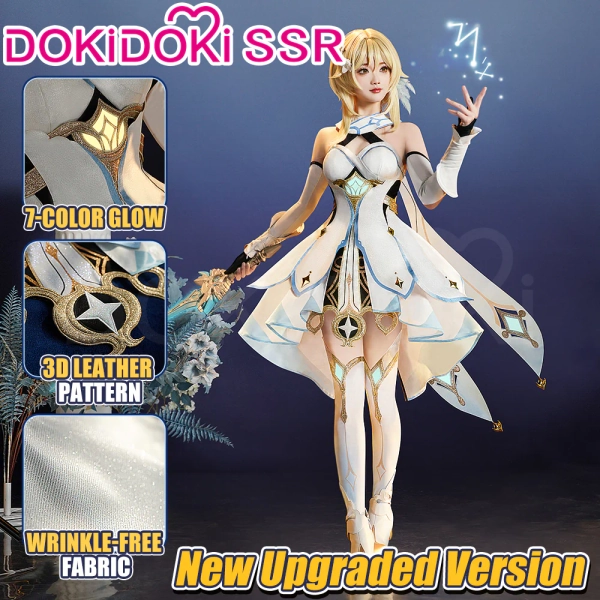 【Partial Size Ready For Ship】【3 Diffrent Lights】DokiDoki-SSR Game Genshin Impact Traveler Lumine Cosplay Costume Ying