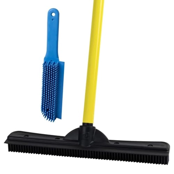 FURemover Original Indoor Pet Hair Rubber Broom and Pet Hair Remover Lint Brush Set, Colors May Vary