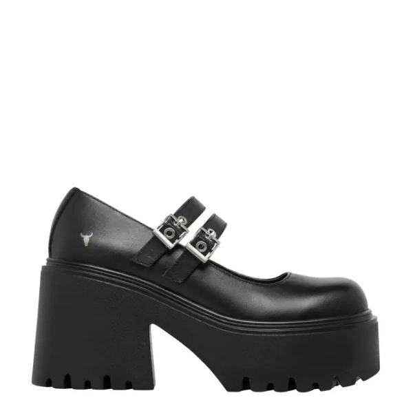 LESSONS BLACK LEATHER PLATFORM SHOES