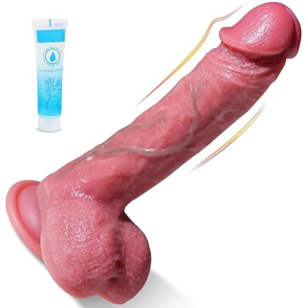 Realistic Dildos Feels Like Skin with Strong Suction Cup for Hands-Free Play, Soft Silicone Personal Lifelike Vaginal G-Spot Stimulation Anal Sex Toys for Women and Couple