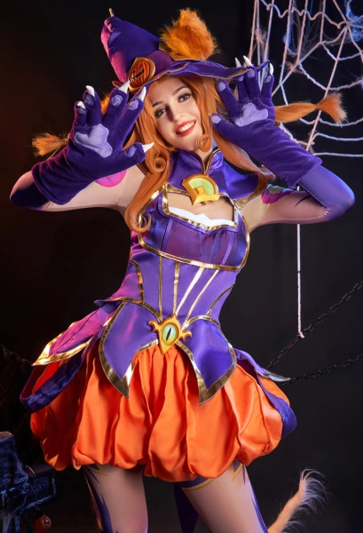 LOL Neeko Bewitching Skin Cosplay Costume Top and Shorts Set with Hat and Gloves
