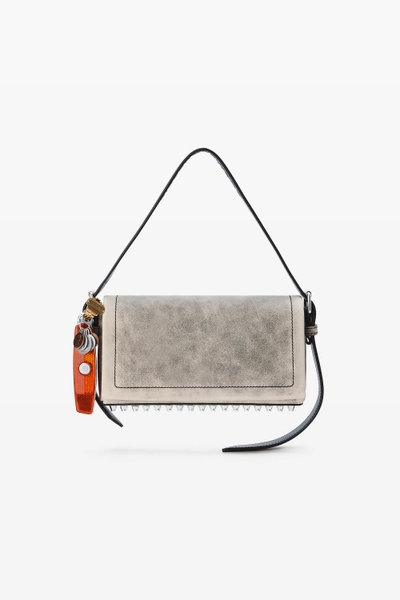 Black Crackle Leather Ricco Slim Flap Bag