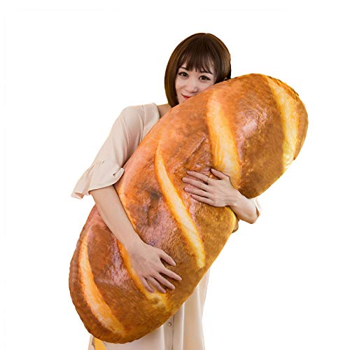 Levenkeness 3D Simulation Bread Shape Plush Pillow,Soft Butter Toast Bread Food Cushion Stuffed Toy for Home Decor 31.4" - 31.4 Inch - Yellow Brown