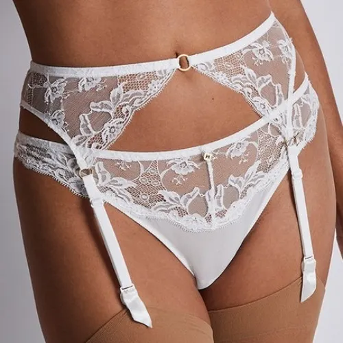 Aubade Paris White Suspender Belt