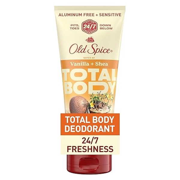 Old Spice Whole Body Deodorant for Men, Total Body Deodorant, Vanilla + Shea, Aluminum Free Deodorant Cream for 24/7 Freshness // Dermatologist Tested Whole Body Deodorant, 3.0 oz