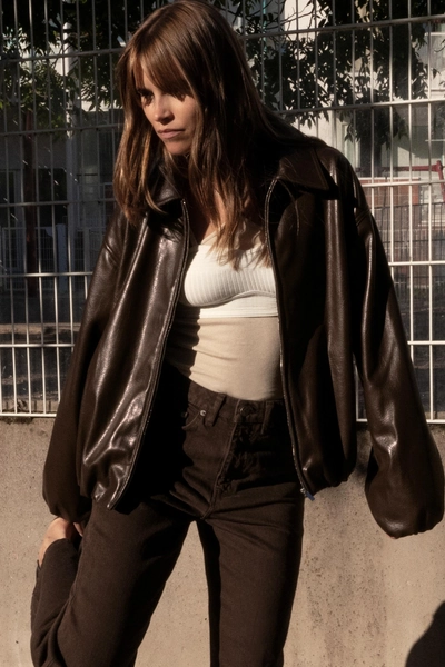 FAUX LEATHER BOMBER JACKET