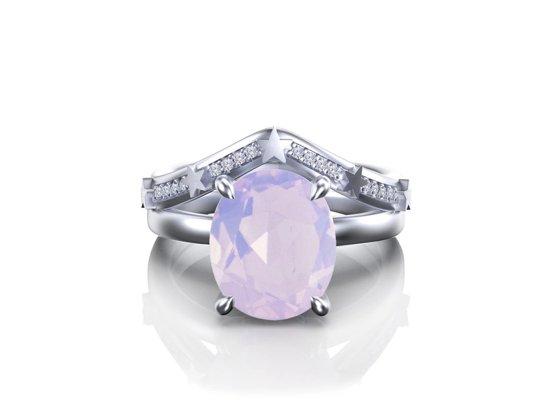 'Alina' Oval Cut Lavender Quartz Gold Ring