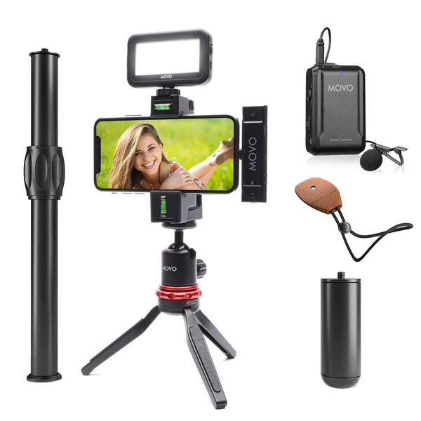 iVlogW1L | Smartphone Kit W/ Lightning Mic, Light, + More | Movo