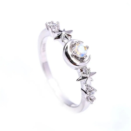 Moonlight Twinkle Dainty Ring - 12 / Silver