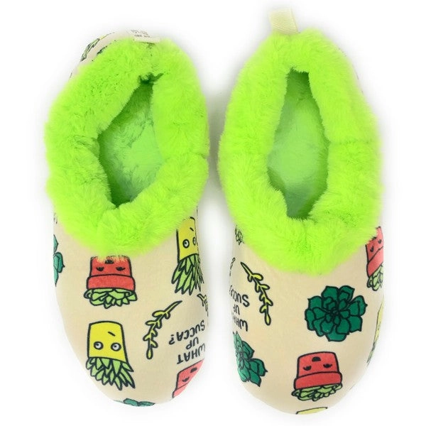 What Up Succa - Women's Fluffy Sherpa Slippers - Multi / L