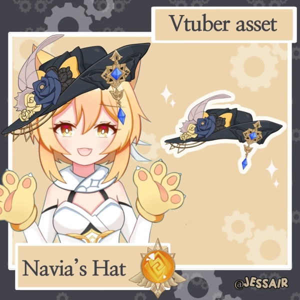 VTUBER ASSET 2D/3D Navia Hat Genshin Impact Accessorie, Twitch, Streaming, Youtube, Vroid, Live2d, Anime, Cute - Etsy