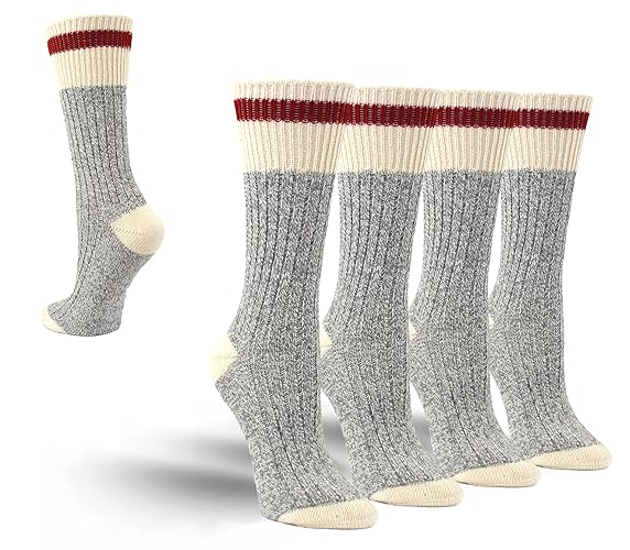 Kodiak Women's Casual Cotton Crew 4 Pair Pack - Red