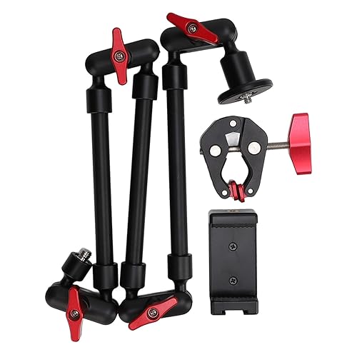 Bewinner Upgraded 31in Adjustable Articulating Friction Magic Arm with 1/4in 3/8in Thread & Super Clamp, Camera Mount 360 Degree Rotation for LED Light Microphone Video Rig (31 Inch) - 31in with Clamp