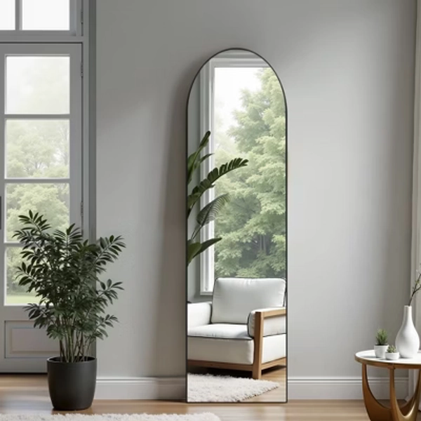59"x16" Arched Full Length Mirror, Full Floor Mirror with Stand, Large Full Body Mirror, Wall Mirror for Bedroom Living Room
