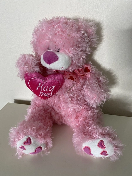Dan Dee Hug Me Teddy BEAR PLUSH Pink Shaggy Sitting Stuffed Animal Toy 
