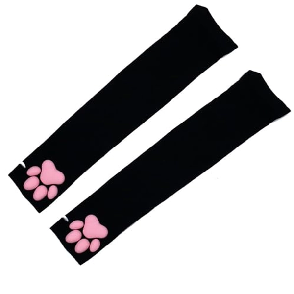 Myasrelae Cat Paw Thigh High Socks Pink Cat Paw Pad Sock Kawaii Kitten Claw Stockings 3D Kitten Claw Stockings for Girls kids
