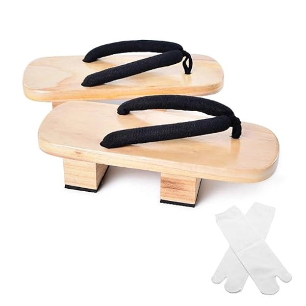 Azumasun Japanese Wooden Clogs with Tabi Socks For Men Women