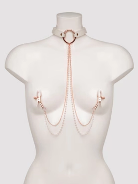 Sportsheets Peaches 'n CreaMe Faux Leather Collar and Nipple Clamps