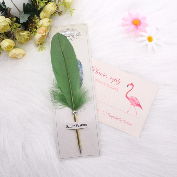 Feather Ballpoint Pen 0.5mm Feather Pen with 3 Refills - Matcha