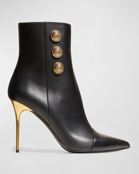 Roni Metallic-Heel Calfskin Booties