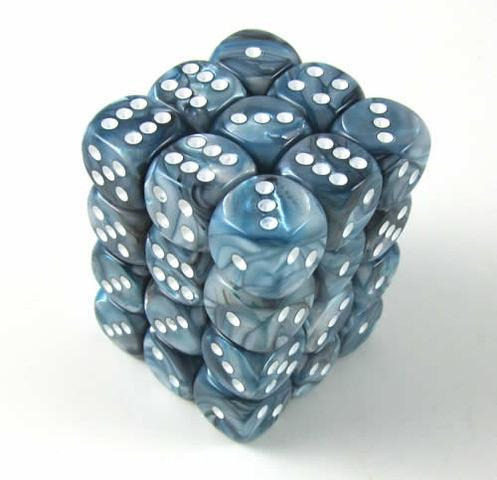 Chessex 36pcs/12mm D6 Dice Set: Lustrous - Slate/White [In Stock]