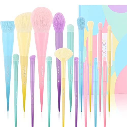 Docolor Makeup Brushes 17 Pcs Colourful Makeup Brush Set Premium Gift Synthetic Kabuki Foundation Blending Face Powder Blush Concealers Eyeshadow Rainbow Make Up Brush Set - Dream of Color - 17 PCS