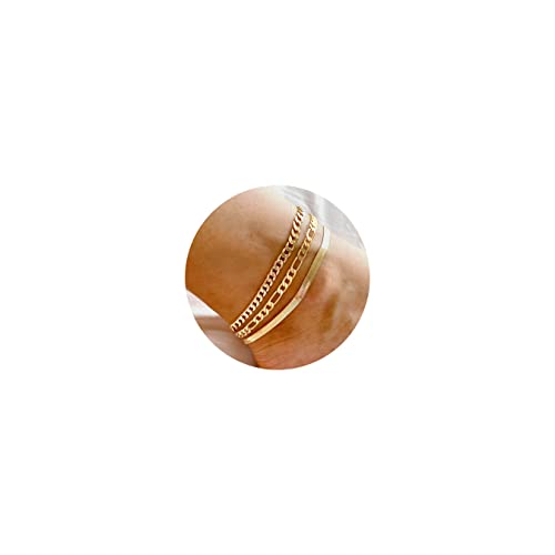 DEARMAY Gold Ankle Bracelets for Women, 14K Gold Anklets for Women Waterproof Cuban Link Anklets Set Layered Anklet Bracelets for Women Anklet for Women Gold Jewelry Gift - ANKLET-H