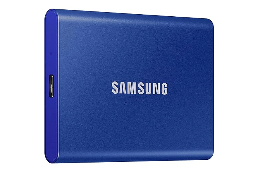 SAMSUNG T7 Portable SSD, 2TB External Solid State Drive, Speeds Up to 1,050MB/s, USB 3.2 Gen 2, Reliable Storage for Gaming, Students, Professionals, MU-PC2T0H/AM, Blue