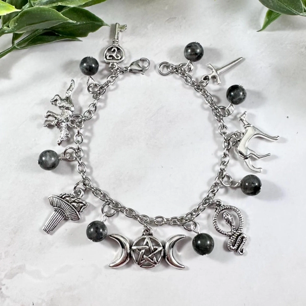 Hecate Charm Bracelet - Deluxe, Greek Mythology Jewelry, Hekate, Goddess of Magic and Crossroads, Witchcraft, pagan, Hellenic