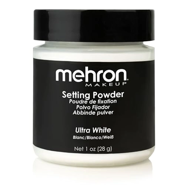 Mehron Makeup Setting Powder | Loose Powder Makeup | Loose Setting Powder Makeup Perfect for Halloween 1 oz (28 g) (Ultra White)