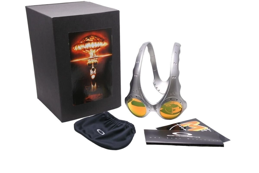 OAKLEY Over The Top Sunglasses Silver Orange Vintage Eyewear Archive Rare 50089