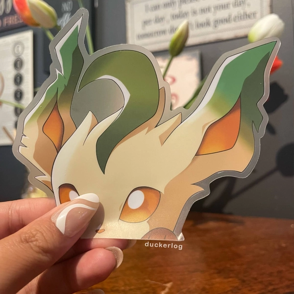 Leafeon Peeker Sticker
