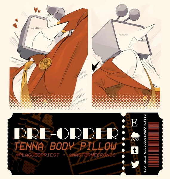 Tenna Deltarune BACK ORDER body pillow case Dakimakura Tribute Silk 50x150cm / 60x20" inches Designed by Plagued Priest