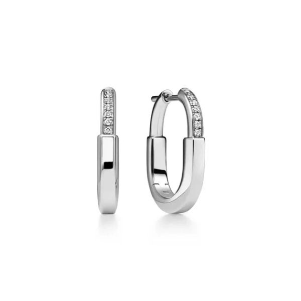 Tiffany Lock Small Earrings in White Gold with Diamonds