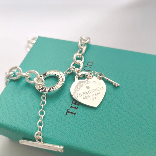 Heart & Key Pendant Necklace Sterling Silver Designer Necklace Gifts For Women Girlfriends Mom Mother's day T iffany Pack with Box+bag+cloth