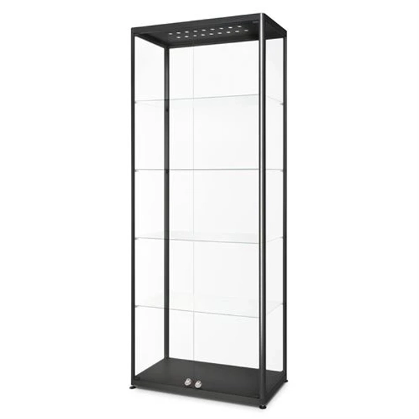 Premium Svart LED glasmonter med lås - 80x40x200 cm