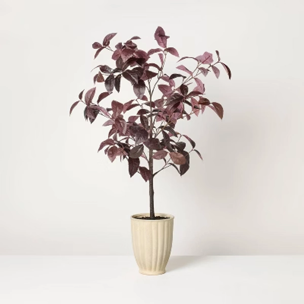 34" Black Plum Leaf Potted Artificial Fall Mini Tree - Hearth & Hand™ with Magnolia