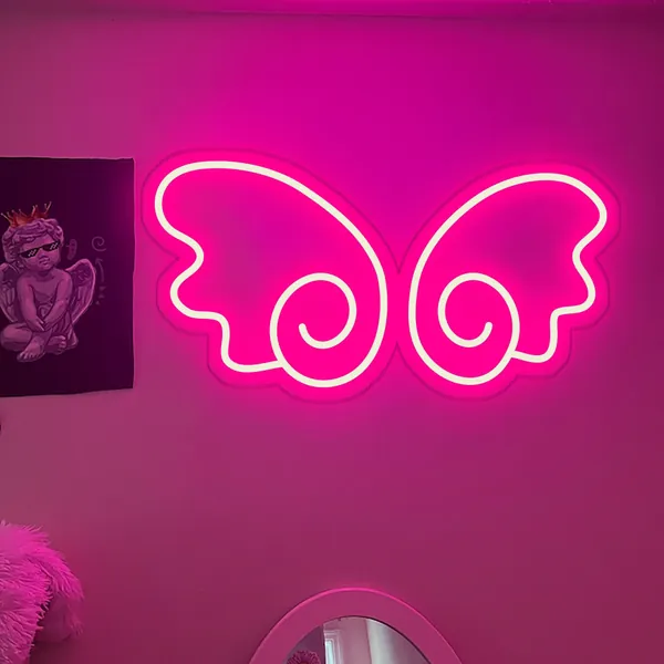 Kawaii anime wings decoration neon sign cute Japanese cute wings neon light Silicone neon led sign for living room bedroom decoration