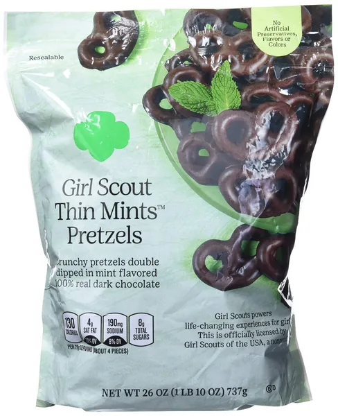 Girl Scout Thin Mints Pretzels 100% Real Dark Chocolate, 26 Oz - 