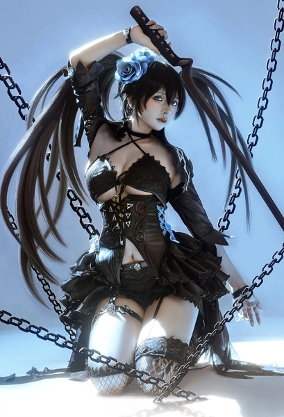 Vocal BRS Cosplay Costume Halter Lace-up Top and Coat with Skorts Choker