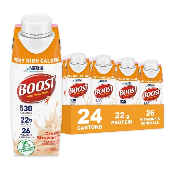 Boost Very High Calorie Strawberry Nutritional Drink – 22G Protein, 530 Nutrient
