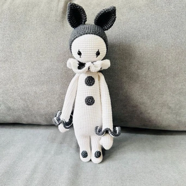 Pierrot Doll with Ears – Unique Gift for Girls, Mime Clown Doll