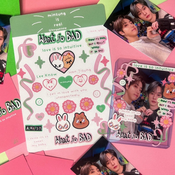 Stray Kids MINSUNG Want So Bad Toploader Deco Sticker Sheet Han Jisung & Lee Know
