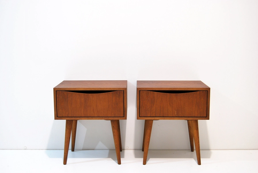 Pair of Nightstand, night stand, bedside table, bed side table, side table with one drawer, scandinavian design, mid century modern