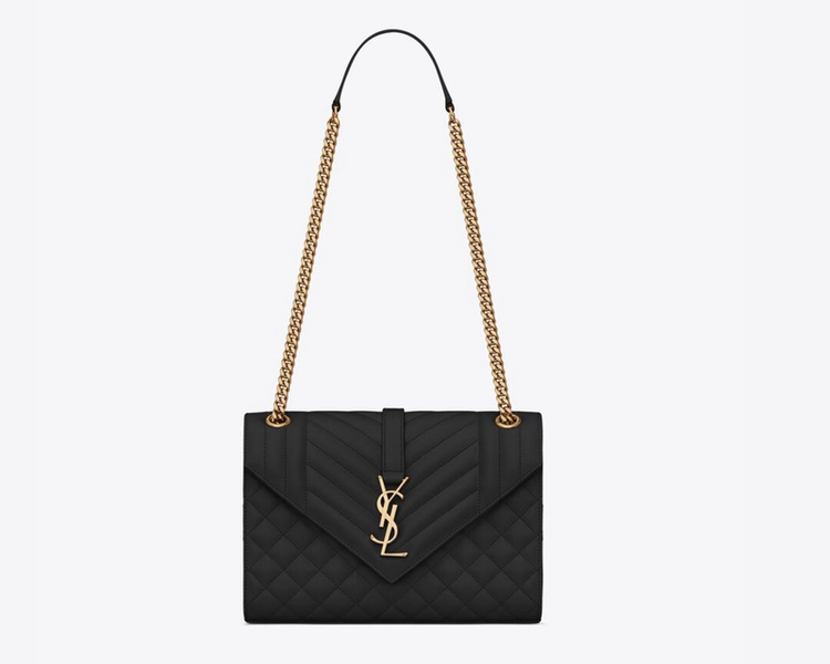 Envelope Medium Chain Bag in Embossed Leather | Gold